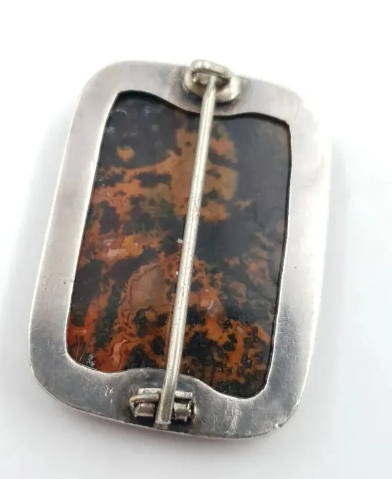 Antique Jasper Brooch in Silver Mount - Image 2