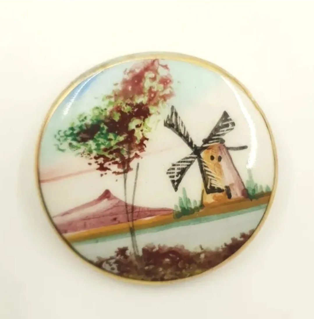 Hand-painted Porcelain Brooch