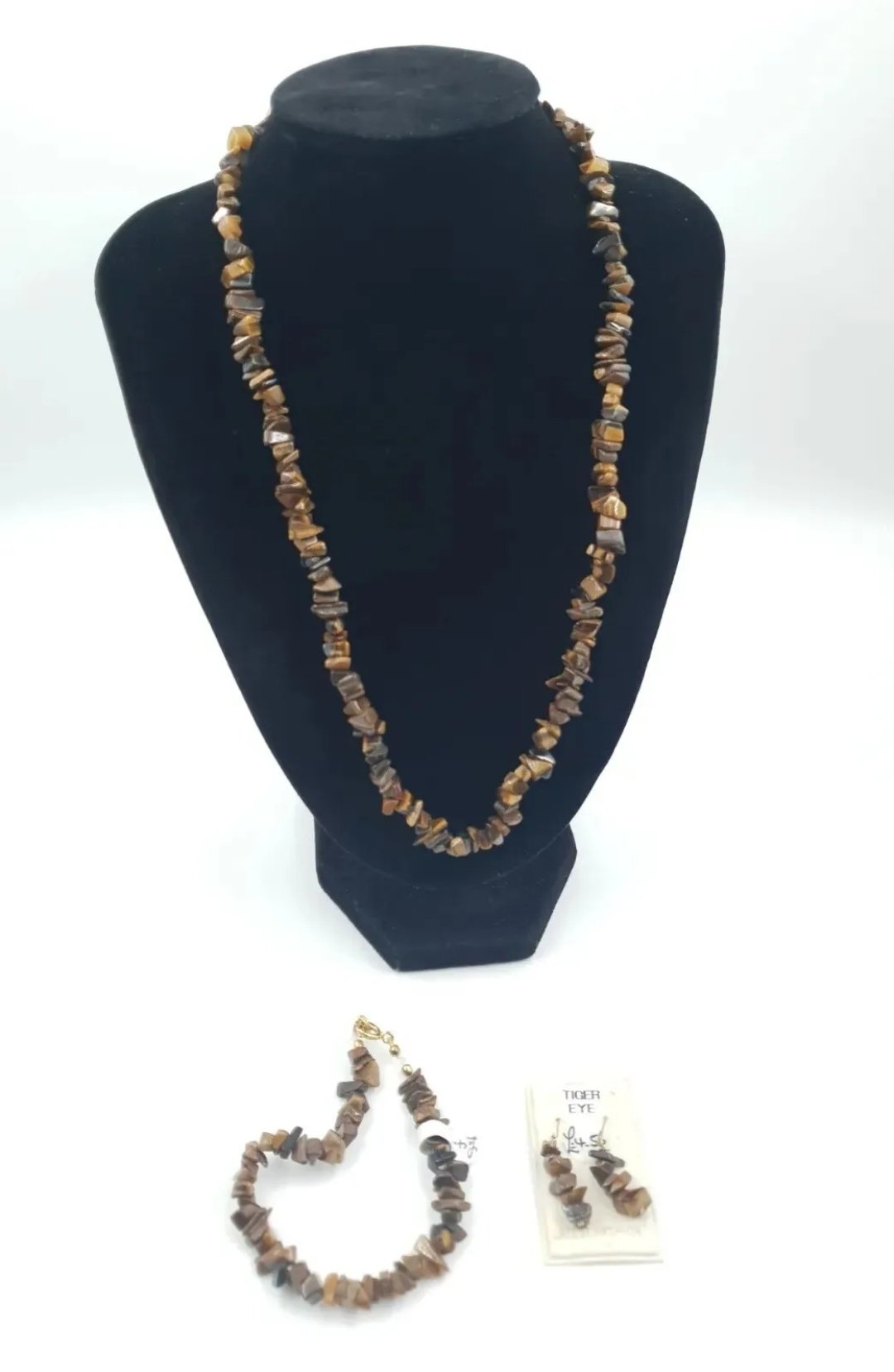 Tigers Eye Jewellery Set | Necklace Bracelet & Earrings Natural Gemstone - Image 3