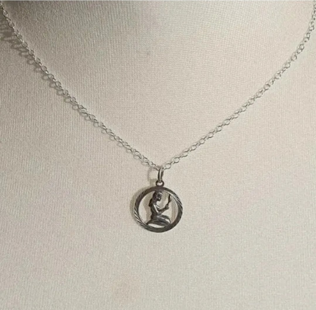 Virgo Silver Pendant 835 Vintage Scandinavian Silver Zodiac Necklace - Image 2