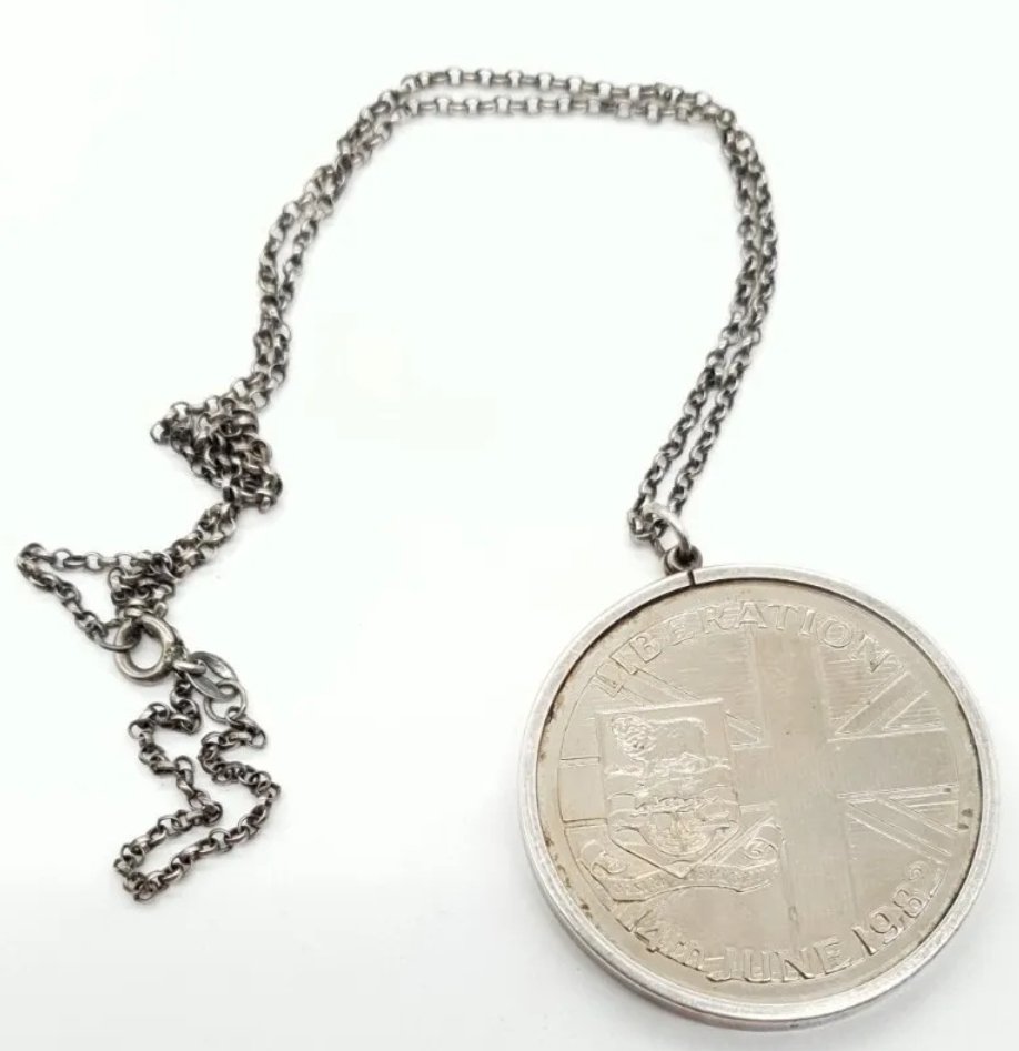 Falkland Island Liberation Silver Crown Pendant