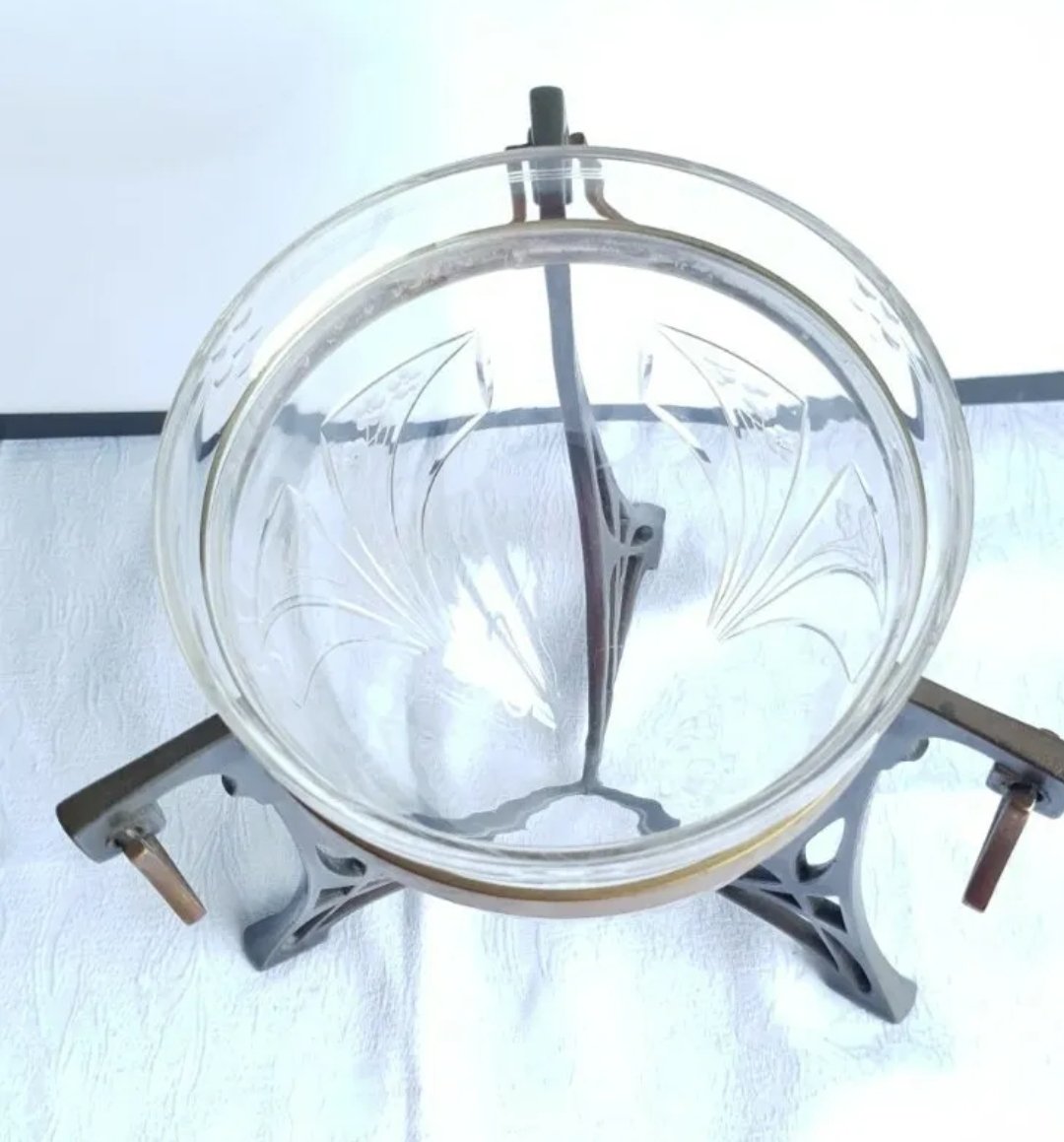 WMF Art Nouveau Jugenstil Bowl | Silver Plated Bonbon Bowl & Crystal Glass Insert c1906 - Image 4