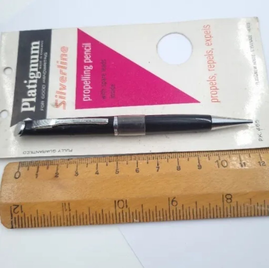 Vintage Platignum Propelling Pencil Silverline On Original Card - Image 3