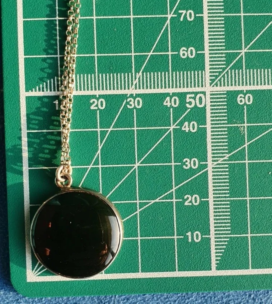 Serpentine Pendant Vintage Sterling Silver Dark Green Necklace - Image 3