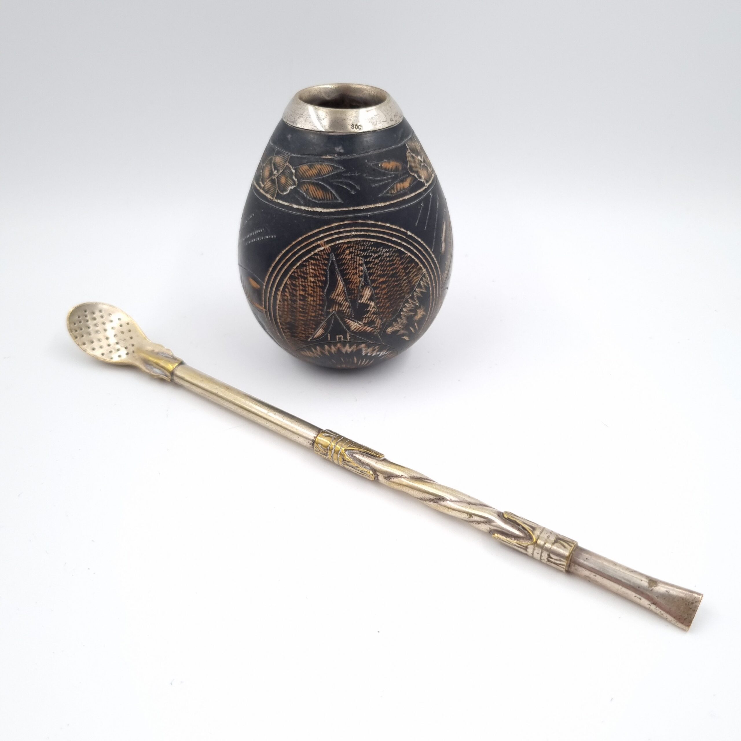 Vintage Yerba Mate Gourd & Bombilla