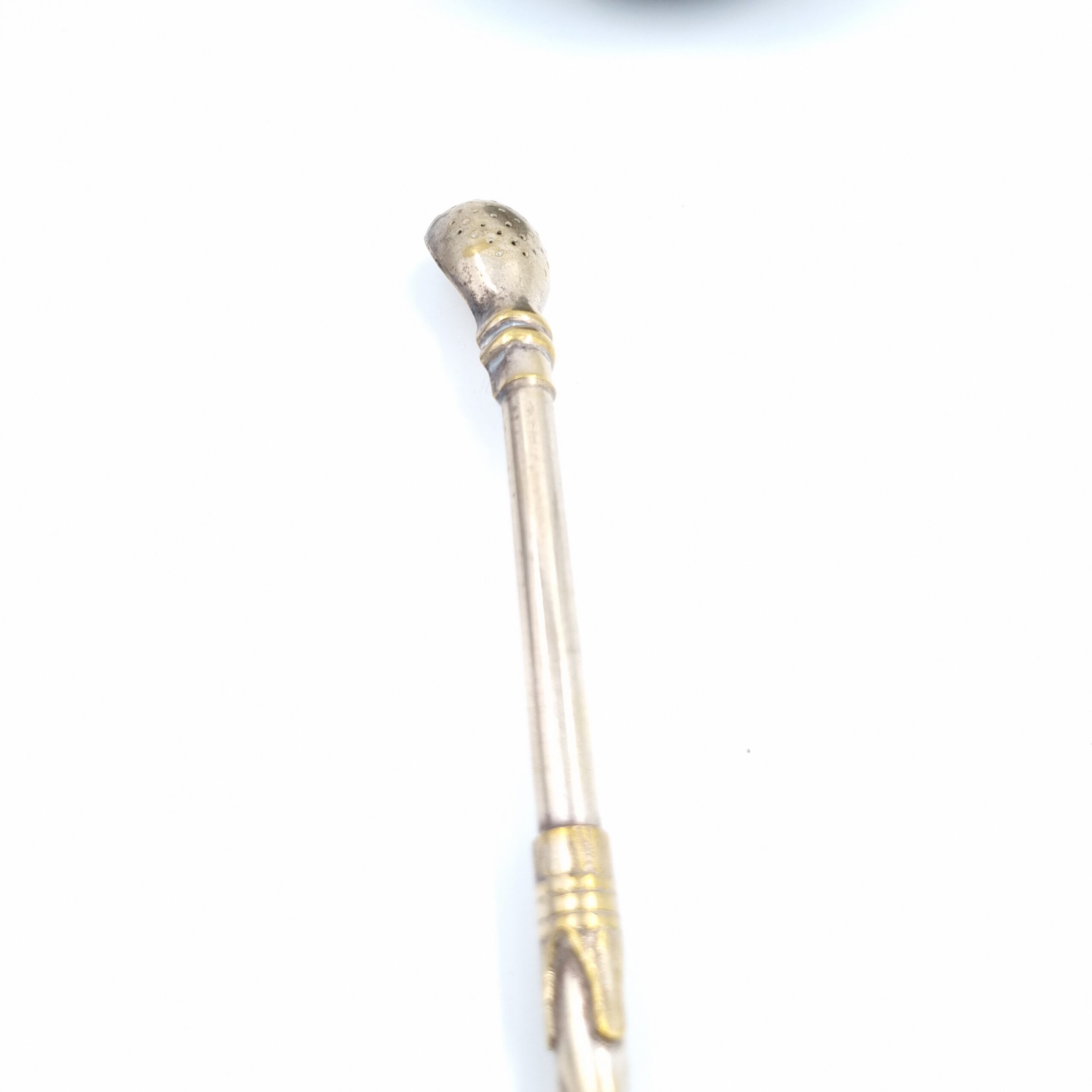 Vintage Yerba Mate Gourd & Bombilla with 800 Silver Rim to Cup - Image 3
