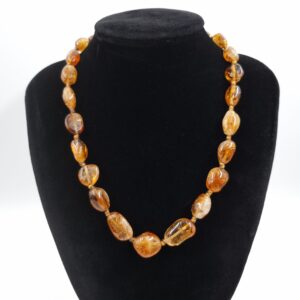 Vintage Citrine Gemstone Bead Necklace