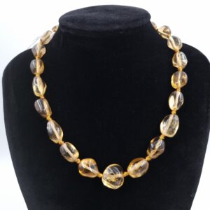 Vintage Citrine Gemstone Bead Necklace