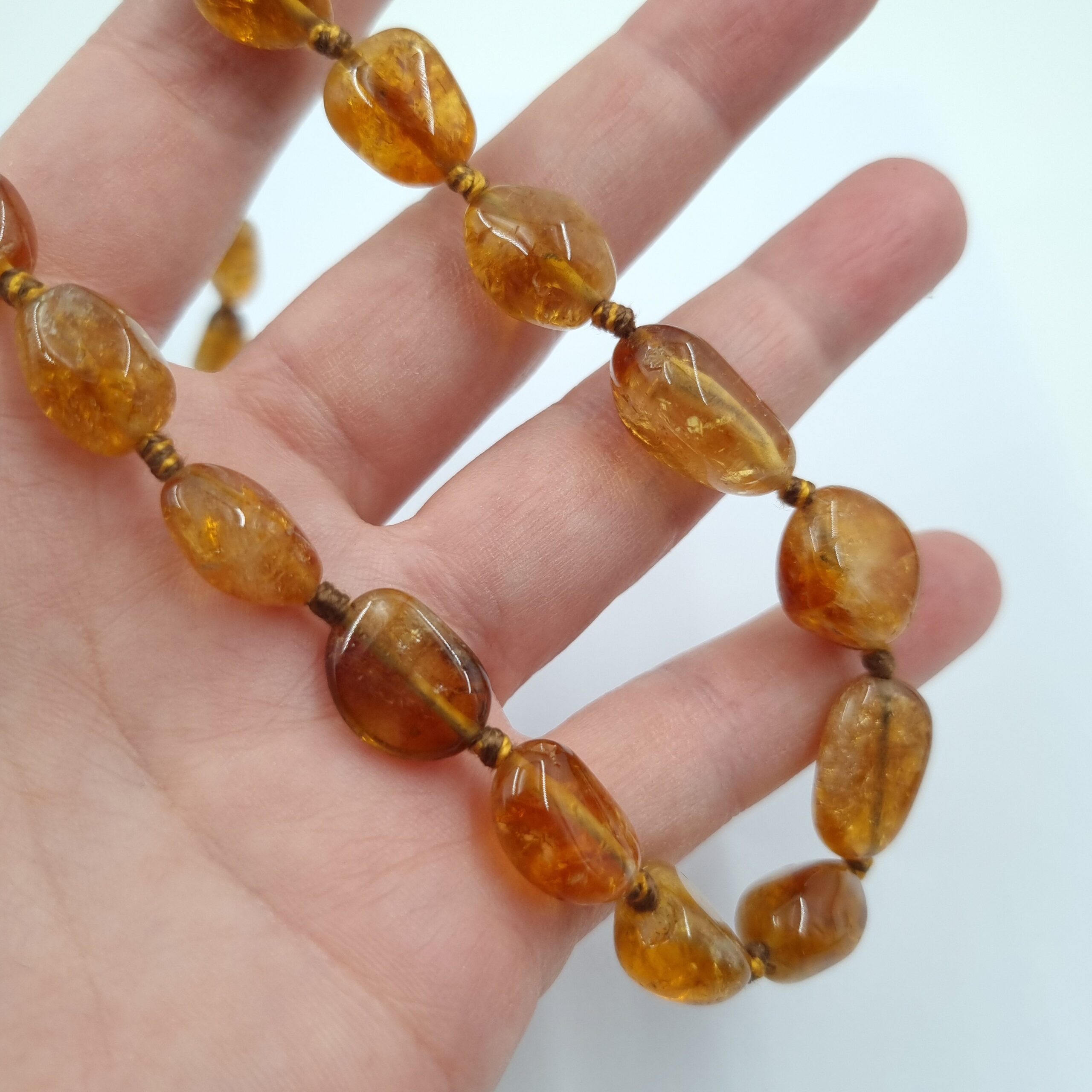 Vintage Citrine Gemstone Bead Necklace with Silver Clasp - Image 3