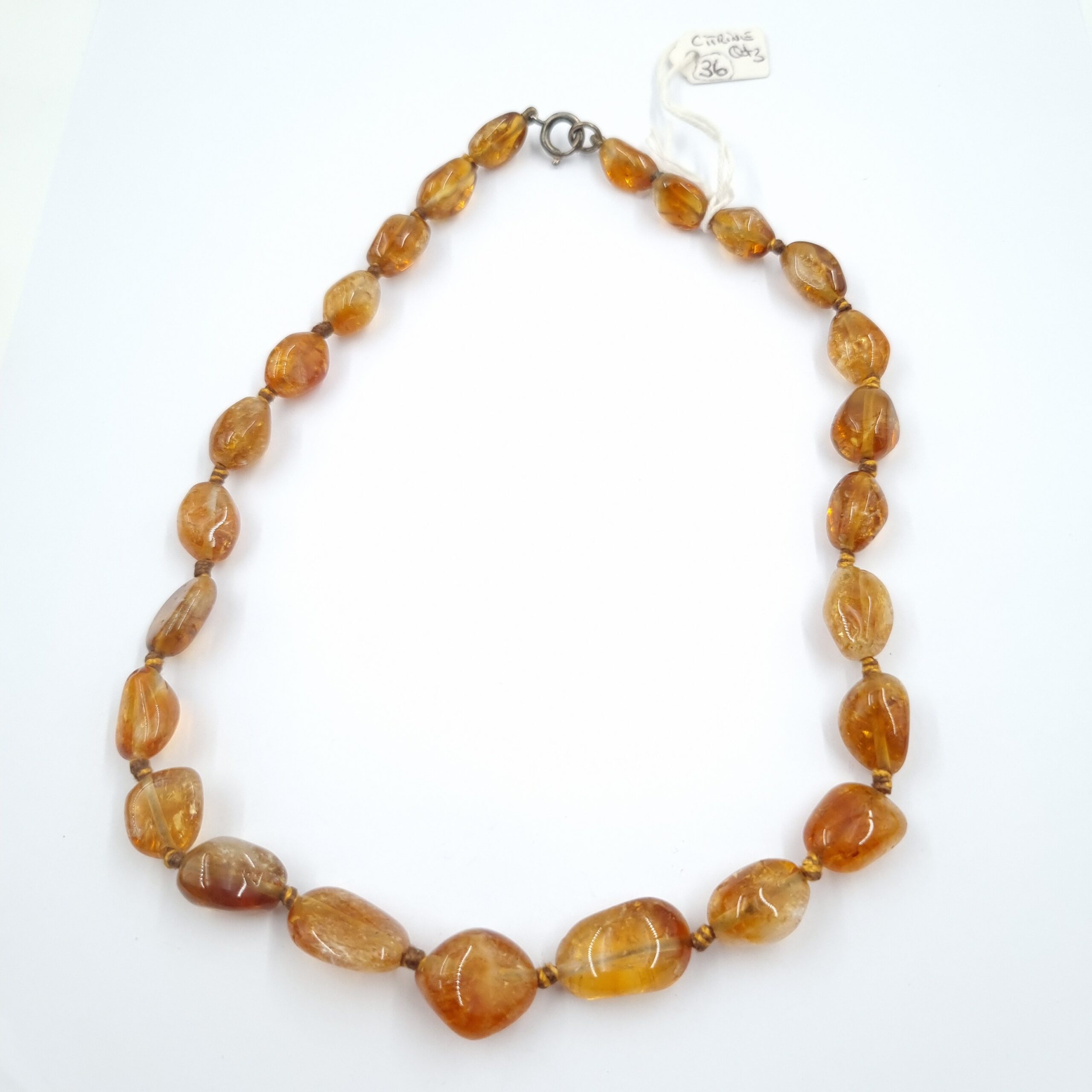 Vintage Citrine Gemstone Bead Necklace with Silver Clasp - Image 2