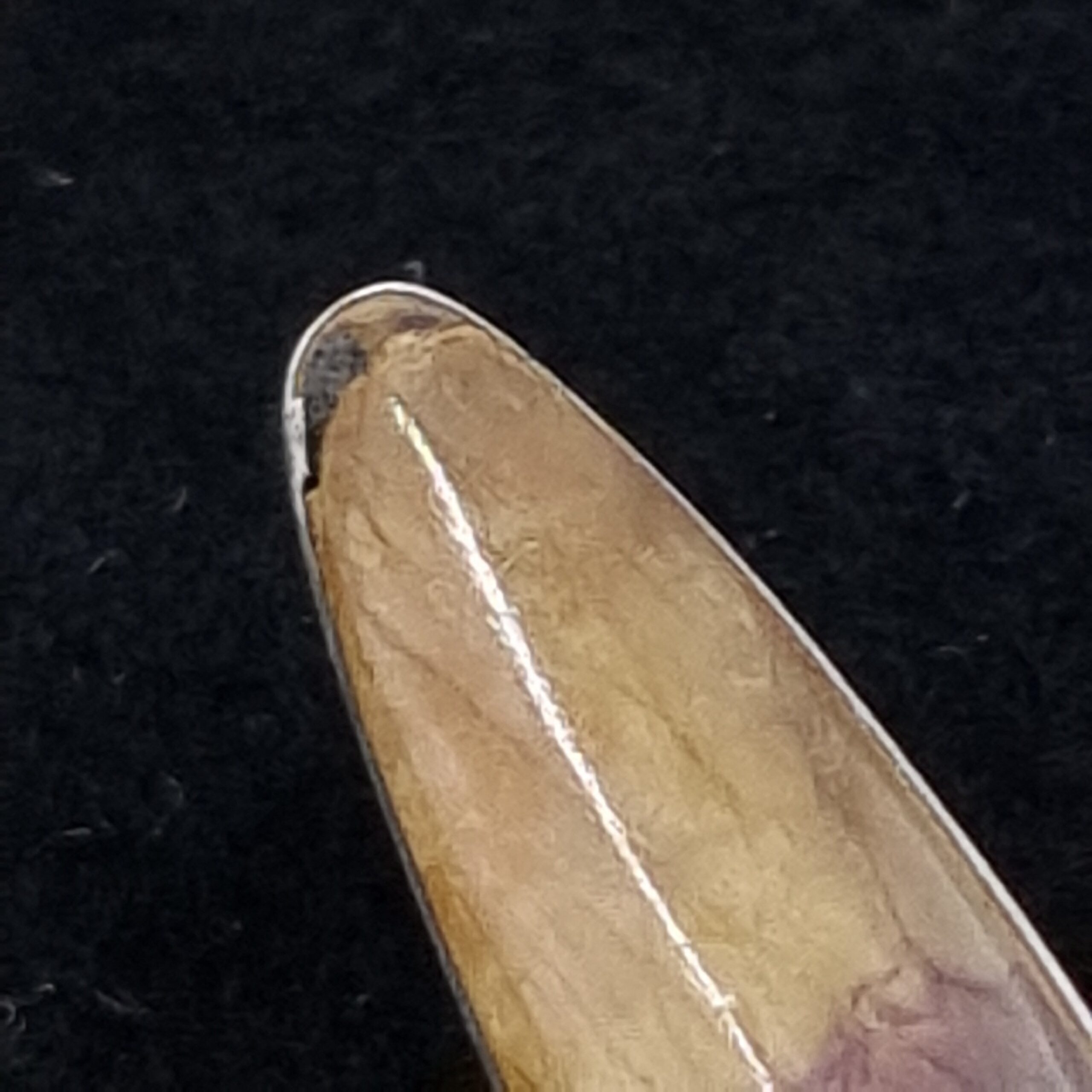 Blue John Brooch. Antique Silver Bar Brooch with Blue John Stone a/f - Image 3