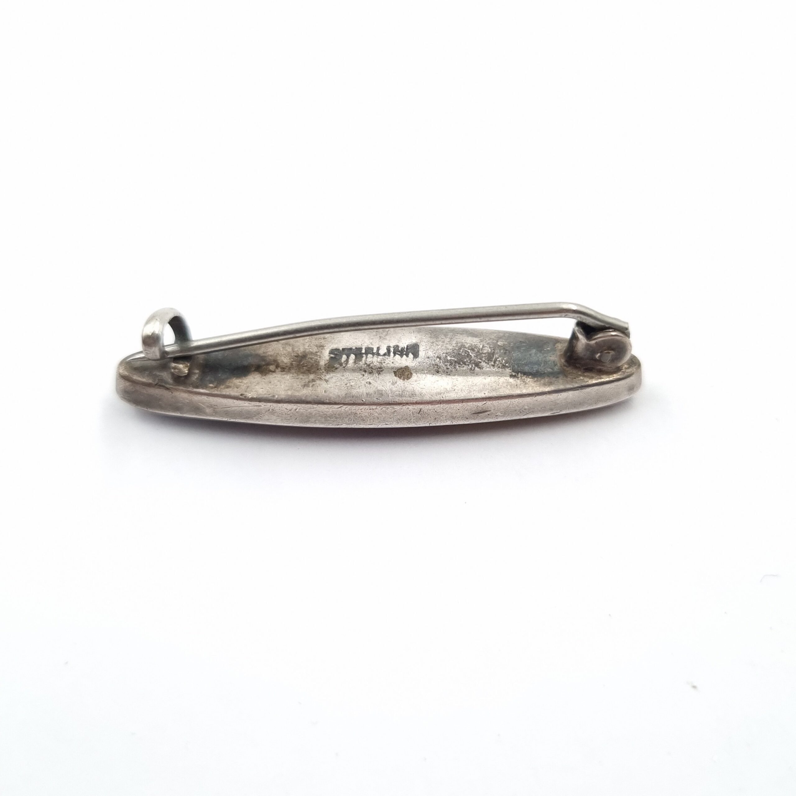 Blue John Brooch. Antique Silver Bar Brooch with Blue John Stone a/f - Image 2