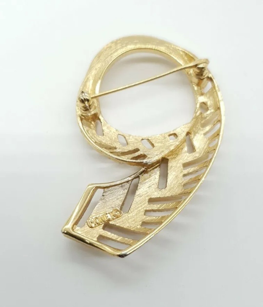 Vintage Monet Brooch Textured Modernist Vintage c 60s 70s - Image 2