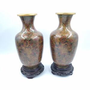 Pair of Cloisonné Vases on Stands