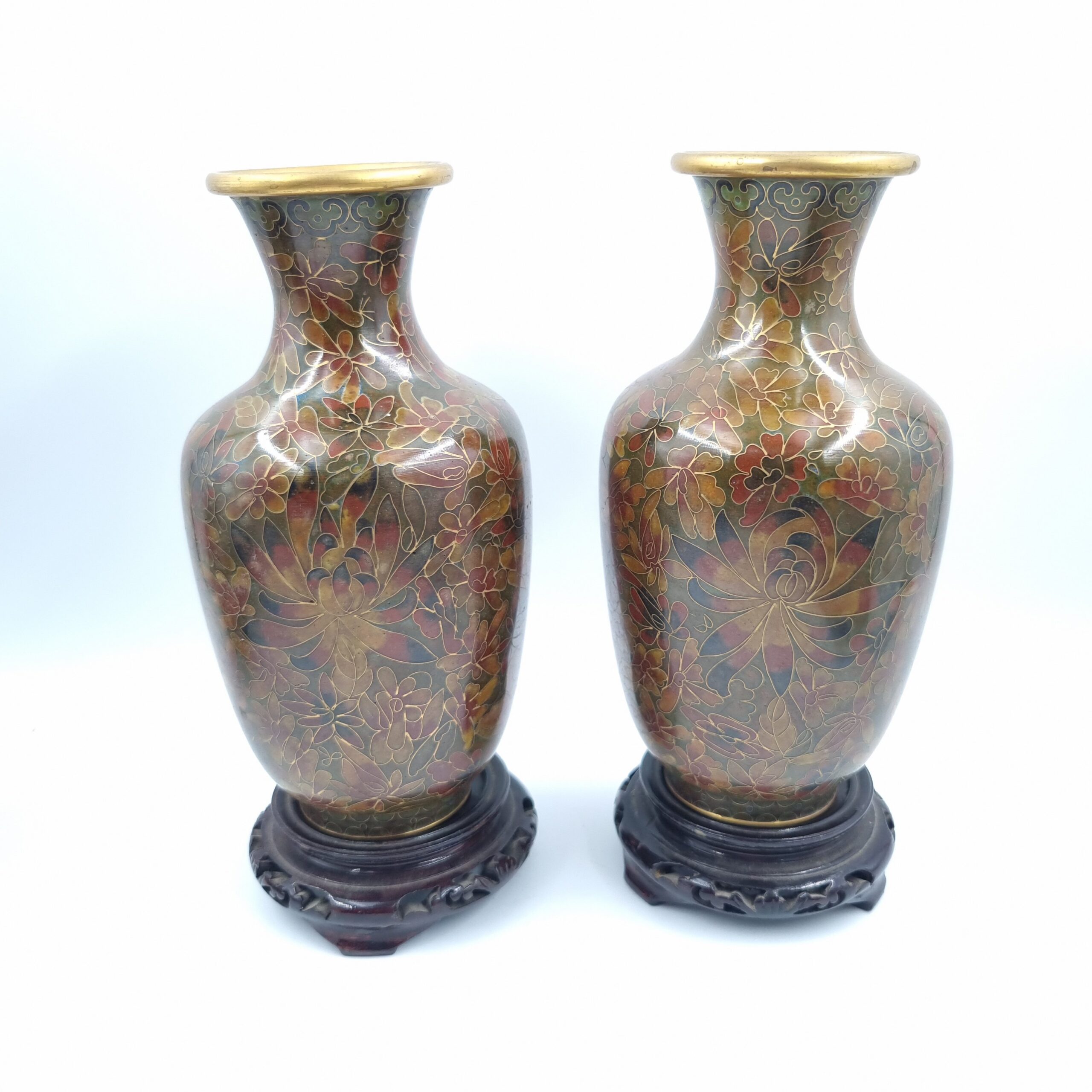 Pair of Cloisonné Vases on Stands