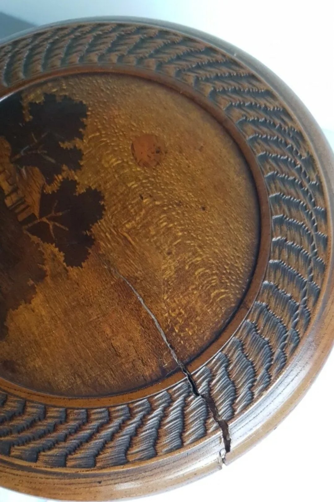 Antique Victorian Collar Box with Marquetry Scene - Image 4