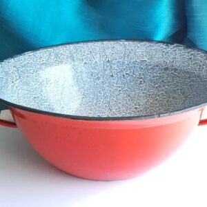 Red Enamel Harvest Bowl Vintage c1940s