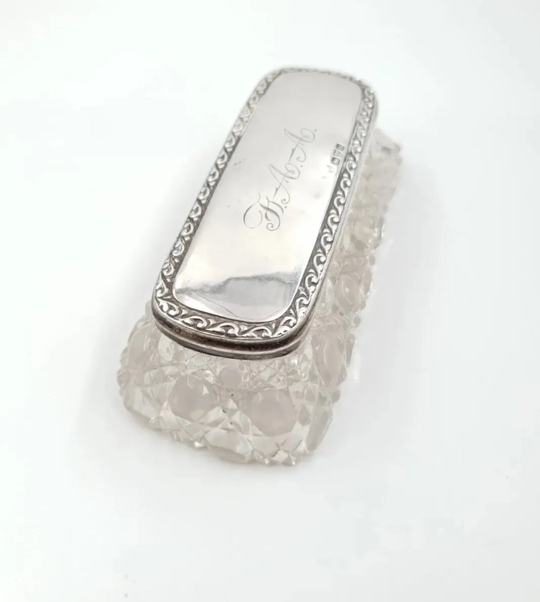 Chester Silver Top Cut Glass Vanity Pot