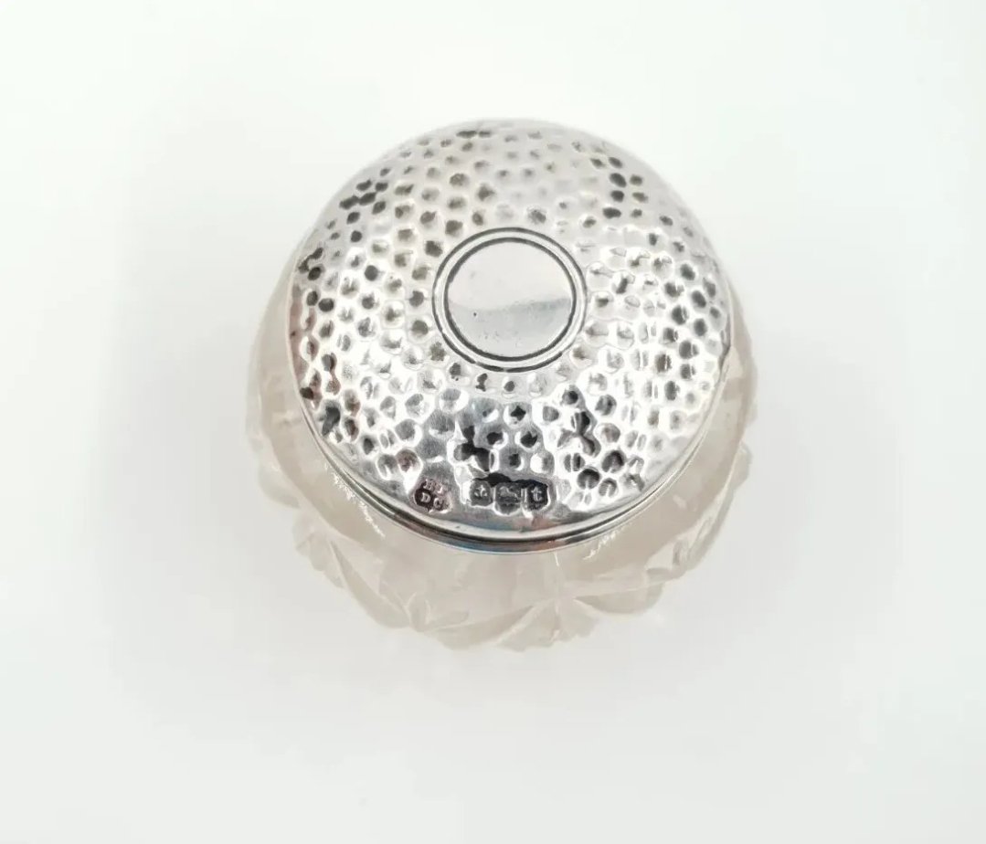 Antique Silver Topped Glass Vanity Pot Hallmarked 1918 Boots Pure Drugs Com - Image 2