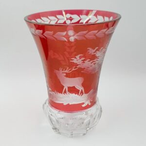 Bohemian Ruby Cut To Clear Vase