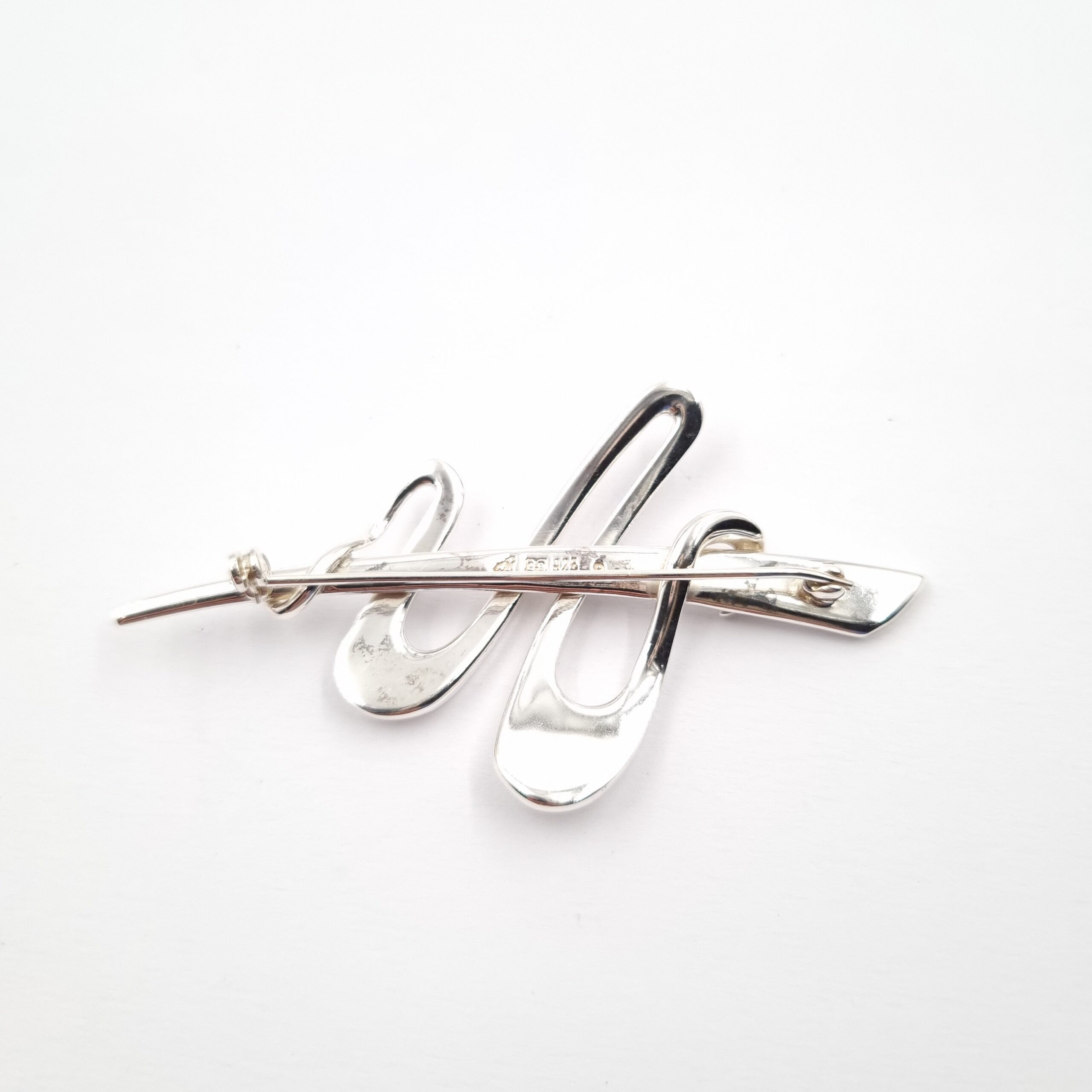 Sterling Silver Squiggle Brooch Signed CEB - Image 2