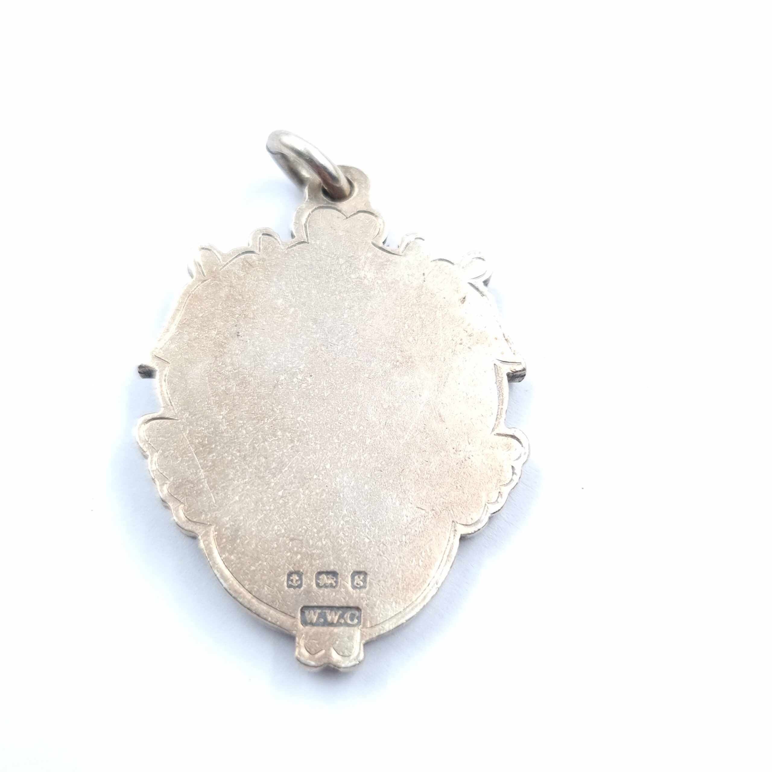 Antique Silver Watch Fob Shield Medal Hallmarked 1906 - Image 2