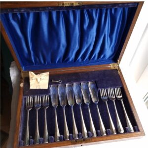 Antique Cased Cutlery Set Silver Plated