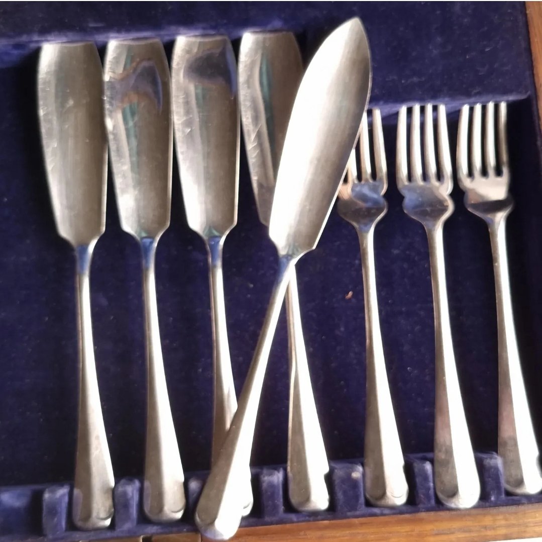 Antique Cased Cutlery Set Silver Plated with Key Henry Edward Frank Atkins - Image 3