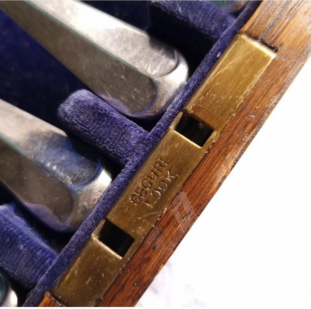 Antique Cased Cutlery Set Silver Plated with Key Henry Edward Frank Atkins - Image 4