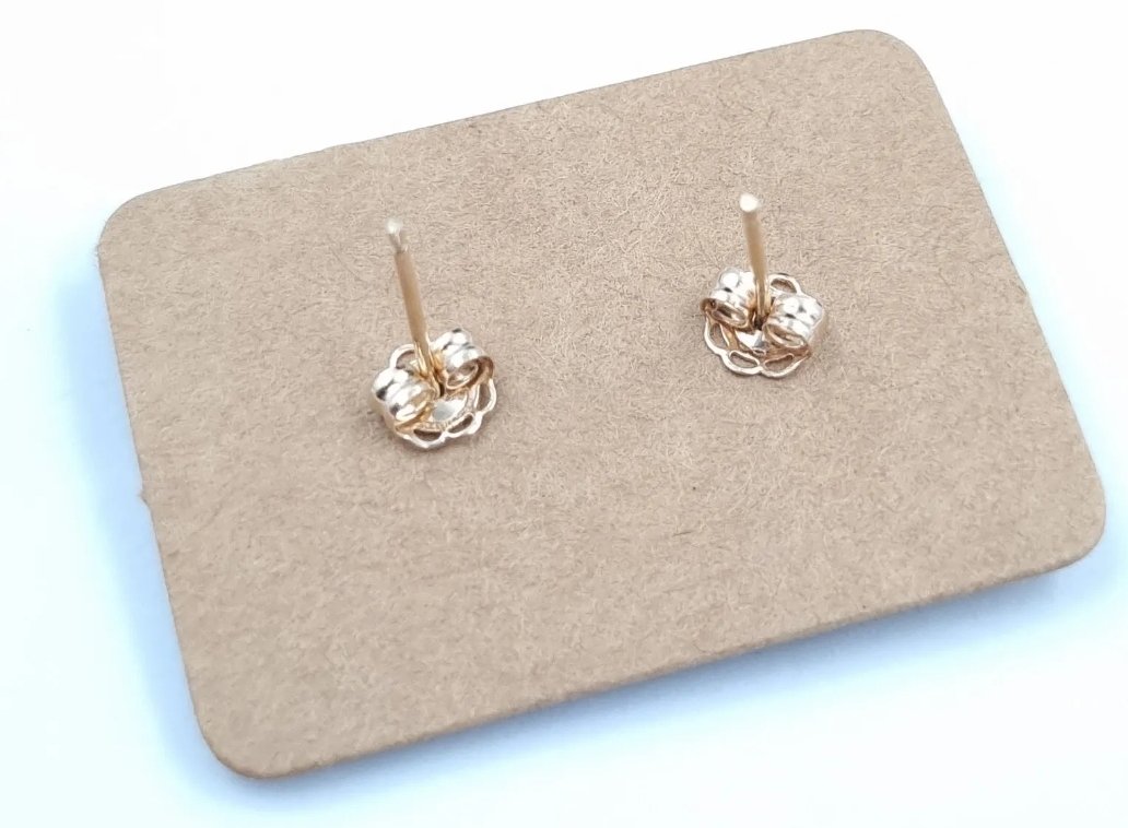 14kt Gold Stud Earrings Marquise Shape Cubic Zirconia 585 - Image 3