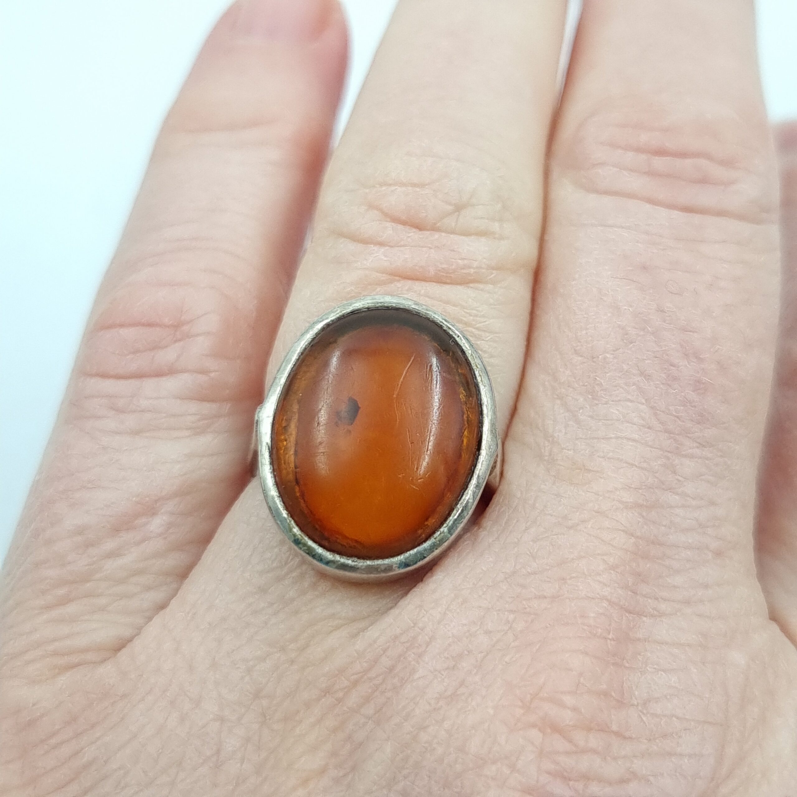 Vintage Baltic Amber Sterling Silver Ring Size L / 6 - Image 3