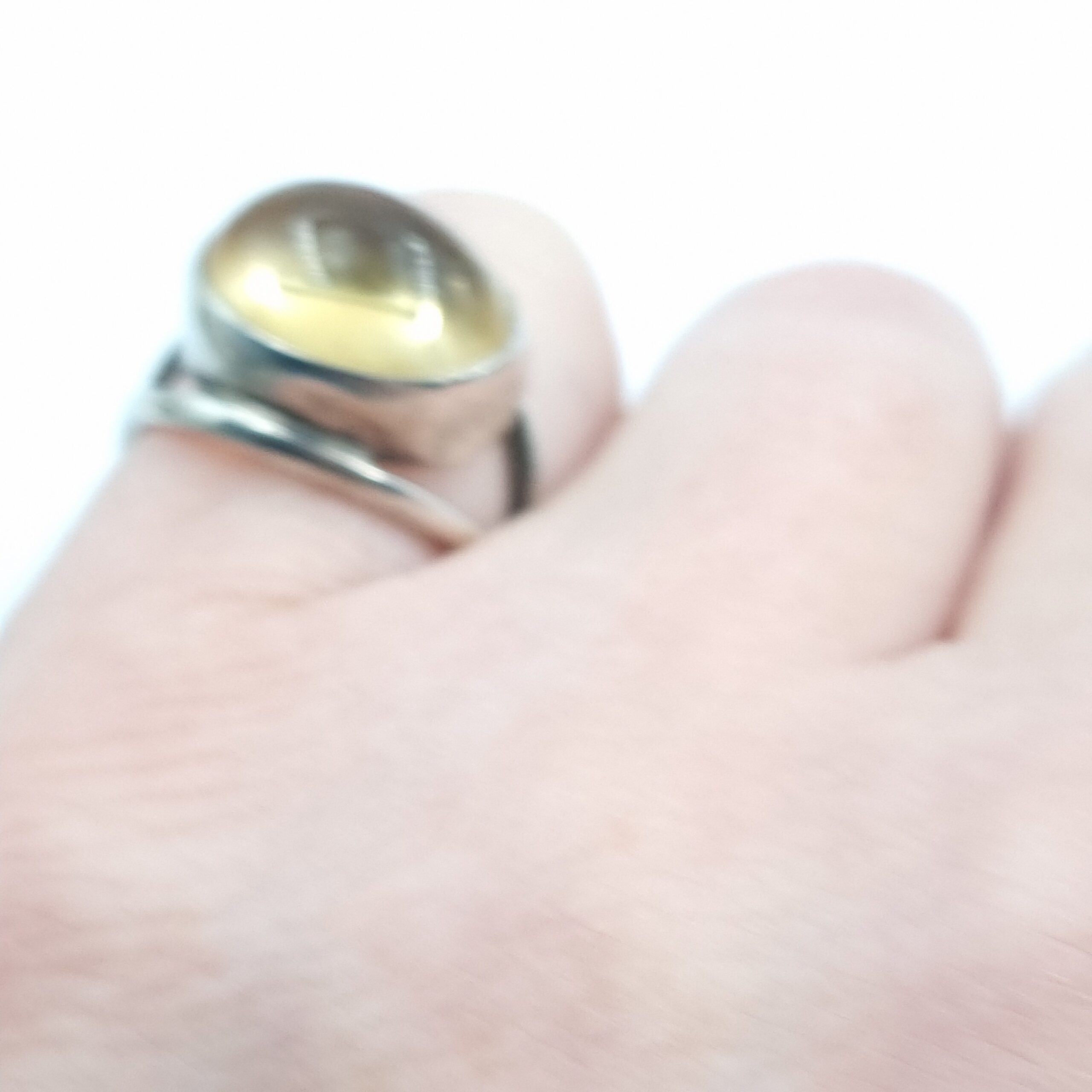 Vintage Citrine Ring Large Domed Cabochon Sterling Silver Size L / 6 - Image 4