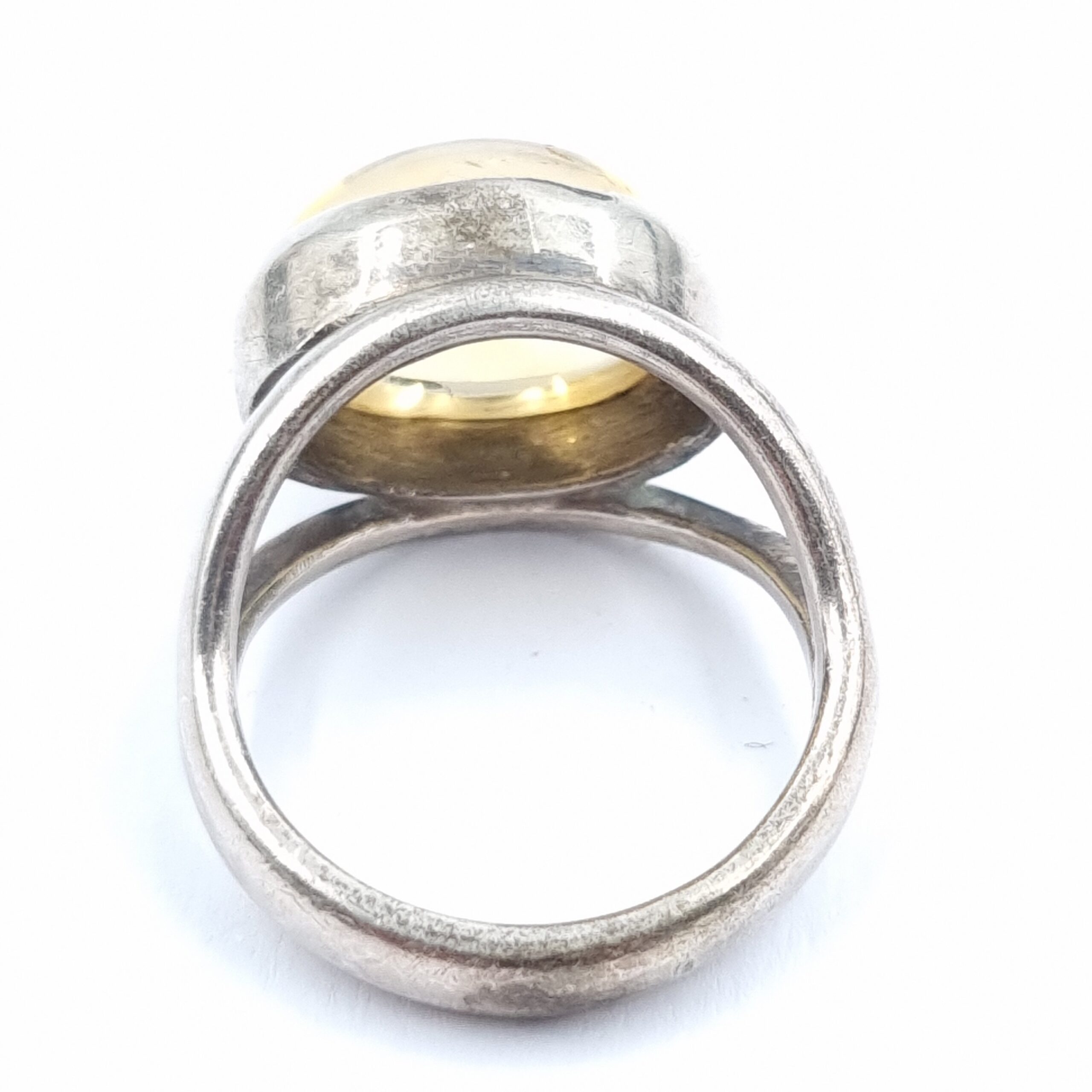 Vintage Citrine Ring Large Domed Cabochon Sterling Silver Size L / 6 - Image 3