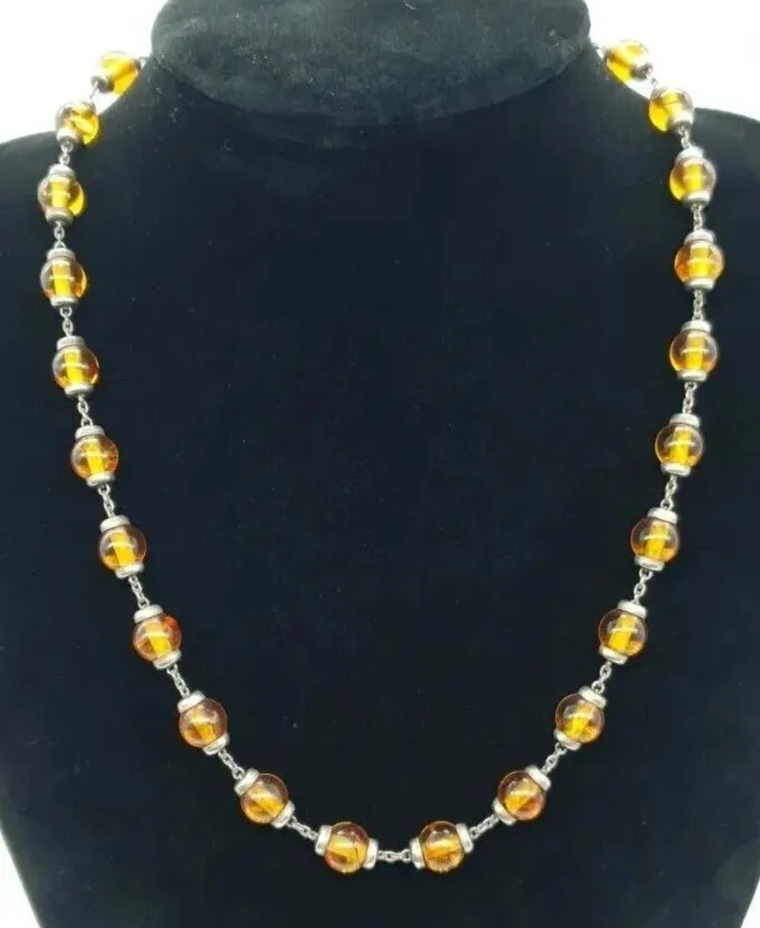 Amber Necklace with Sterling Silver