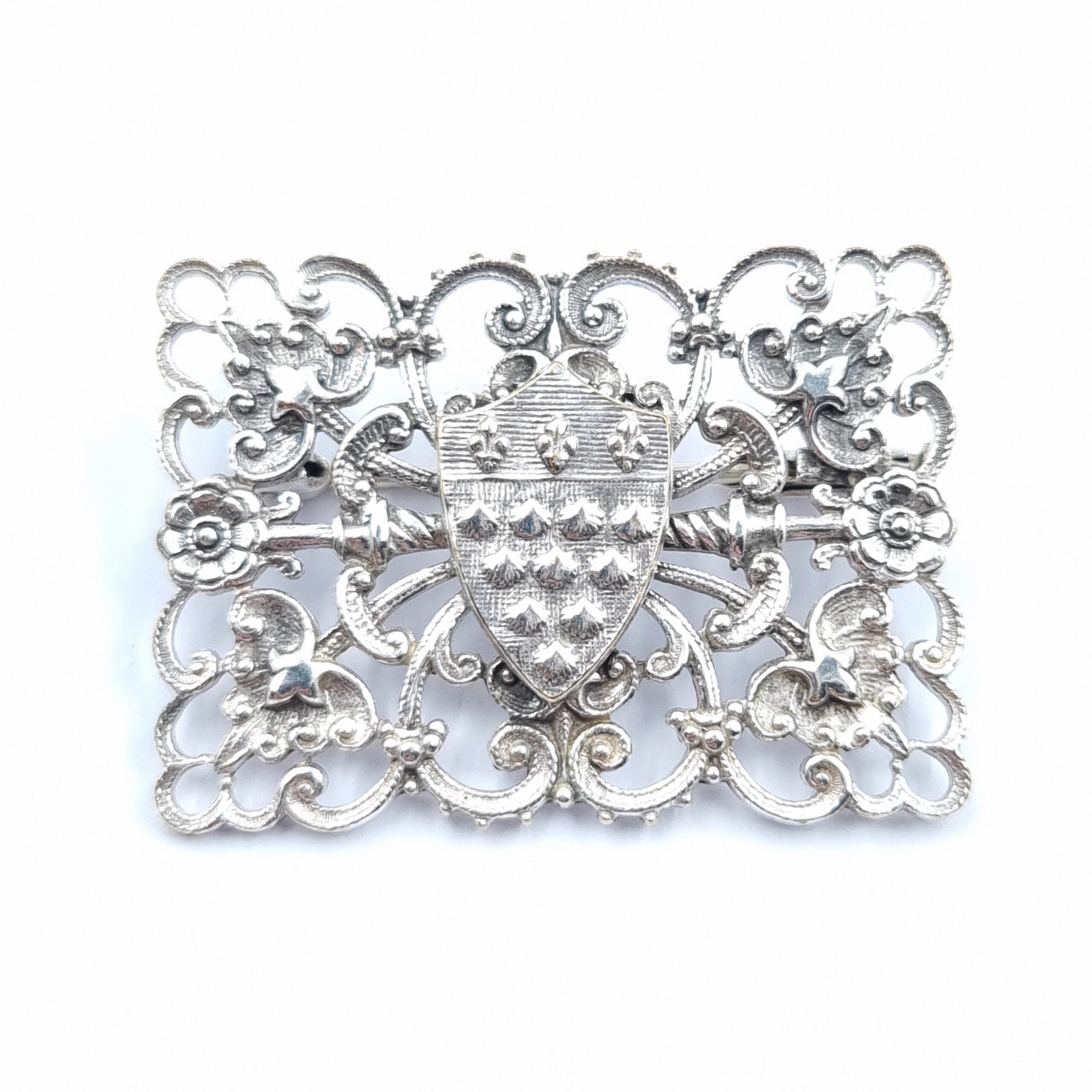 French Silver Brooch St Micheal
