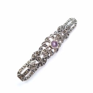 Amethyst & Marcasite Sterling Silver Brooch