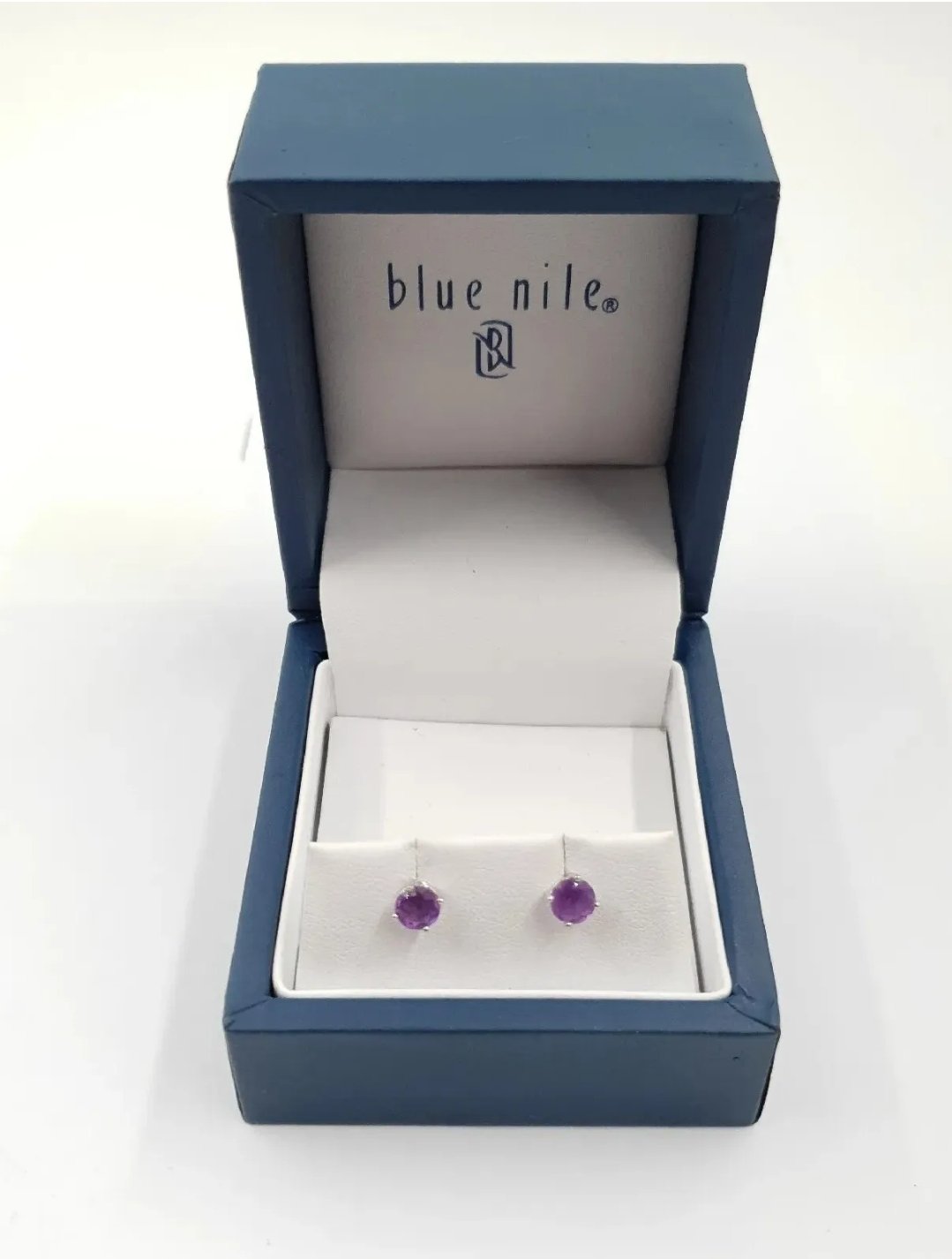 White Gold Amethyst Stud Earrings by Blue Nile 18kt Gold - Image 3