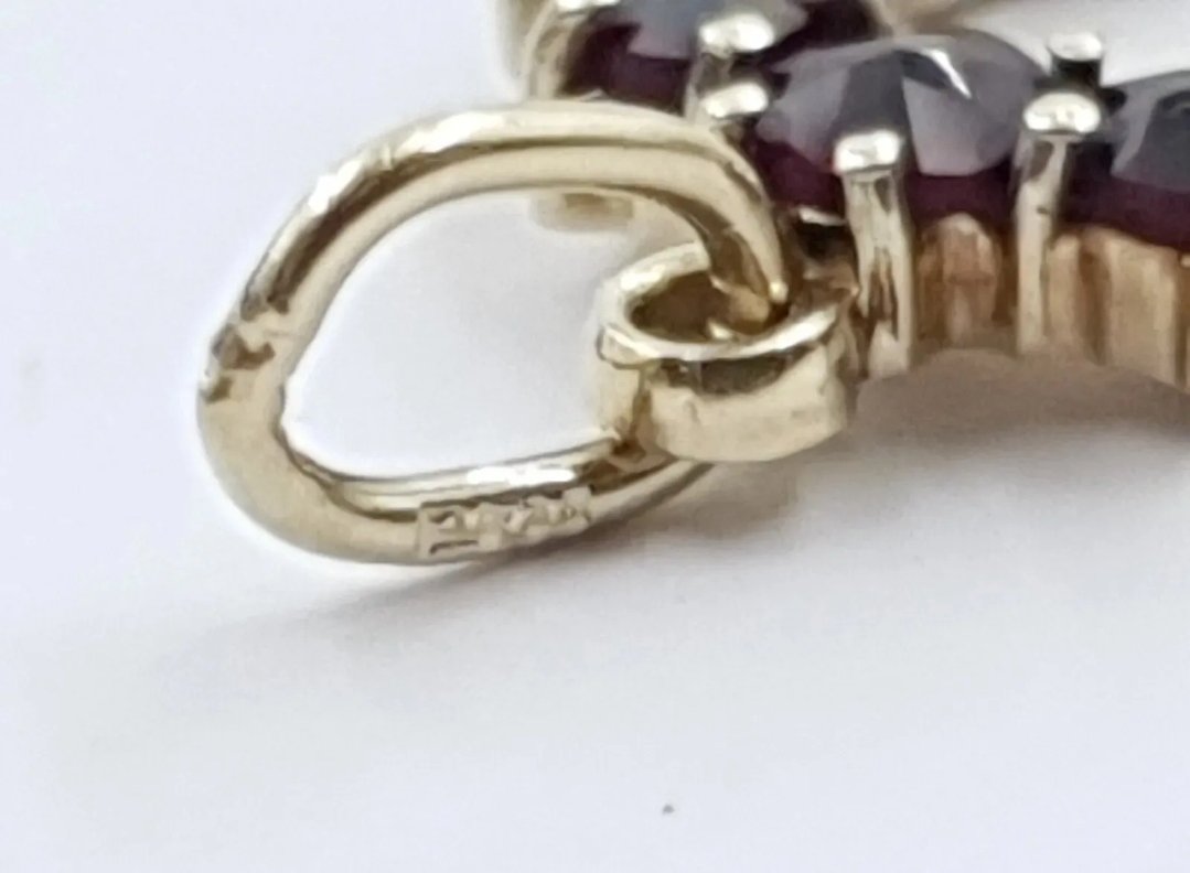Antique 14k Gold Horseshoe Pendant with Red Stones - Image 3