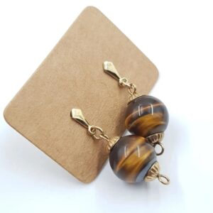 9ct Gold Tigers Eye Earrings