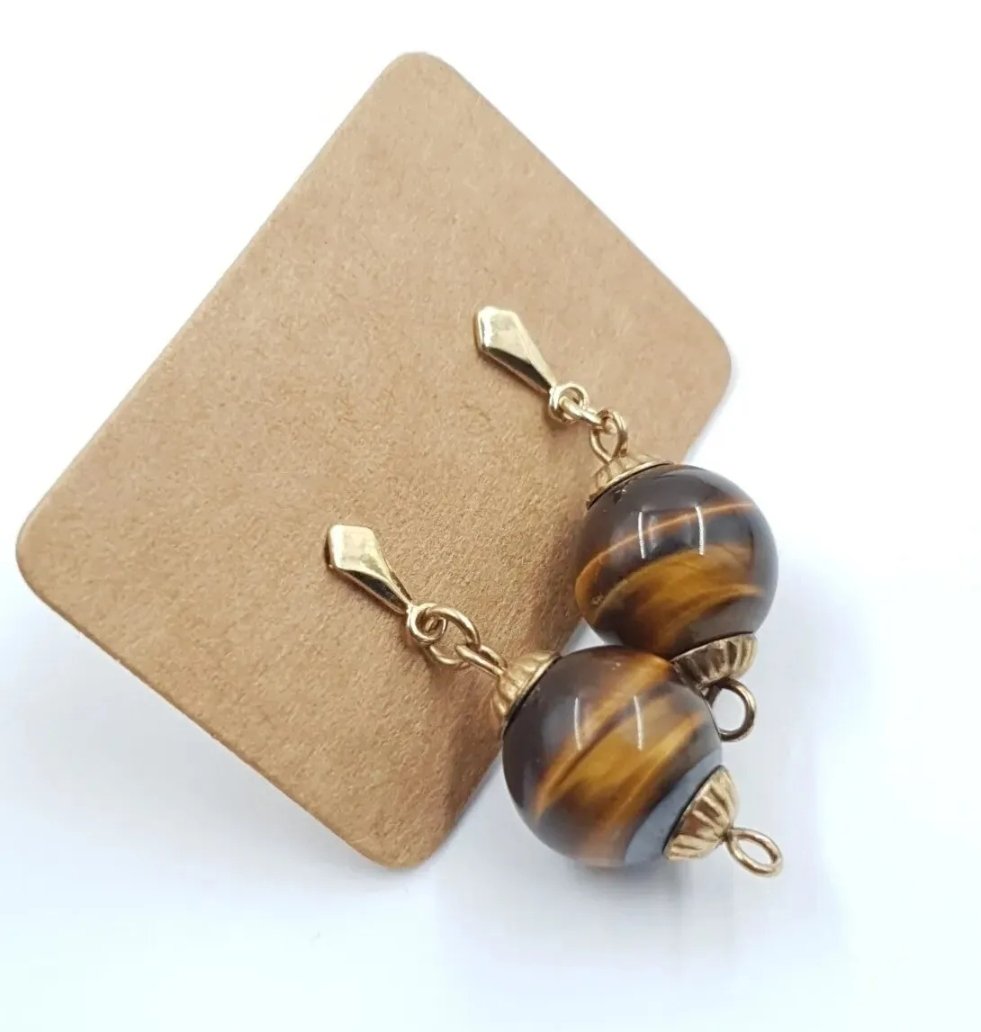 9ct Gold Tigers Eye Earrings