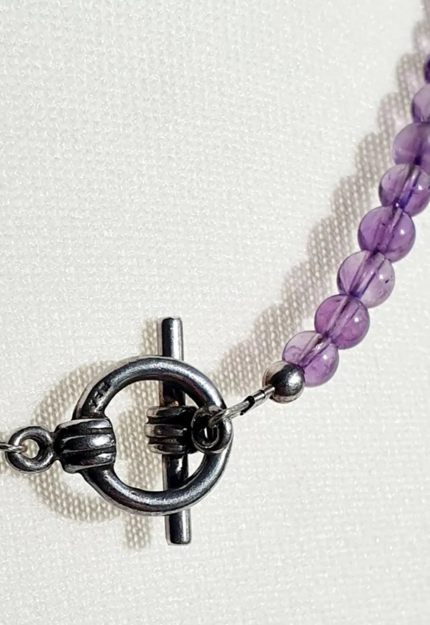 Mexican Silver & Amethyst Necklace Vintage Mayan Jewellery - Image 2