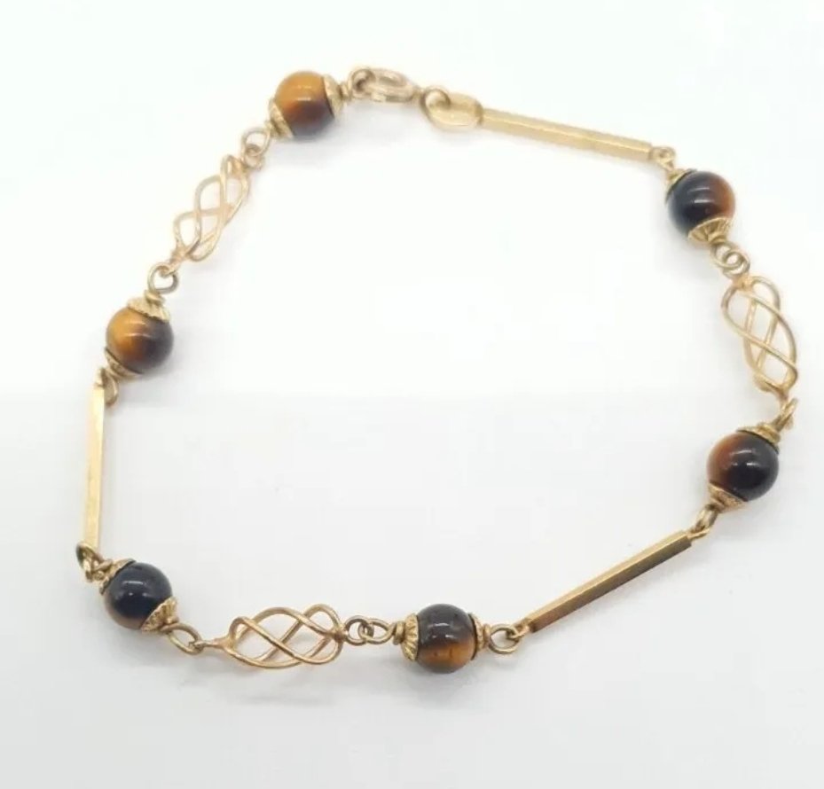 9ct Gold & Tigers Eye Bracelet