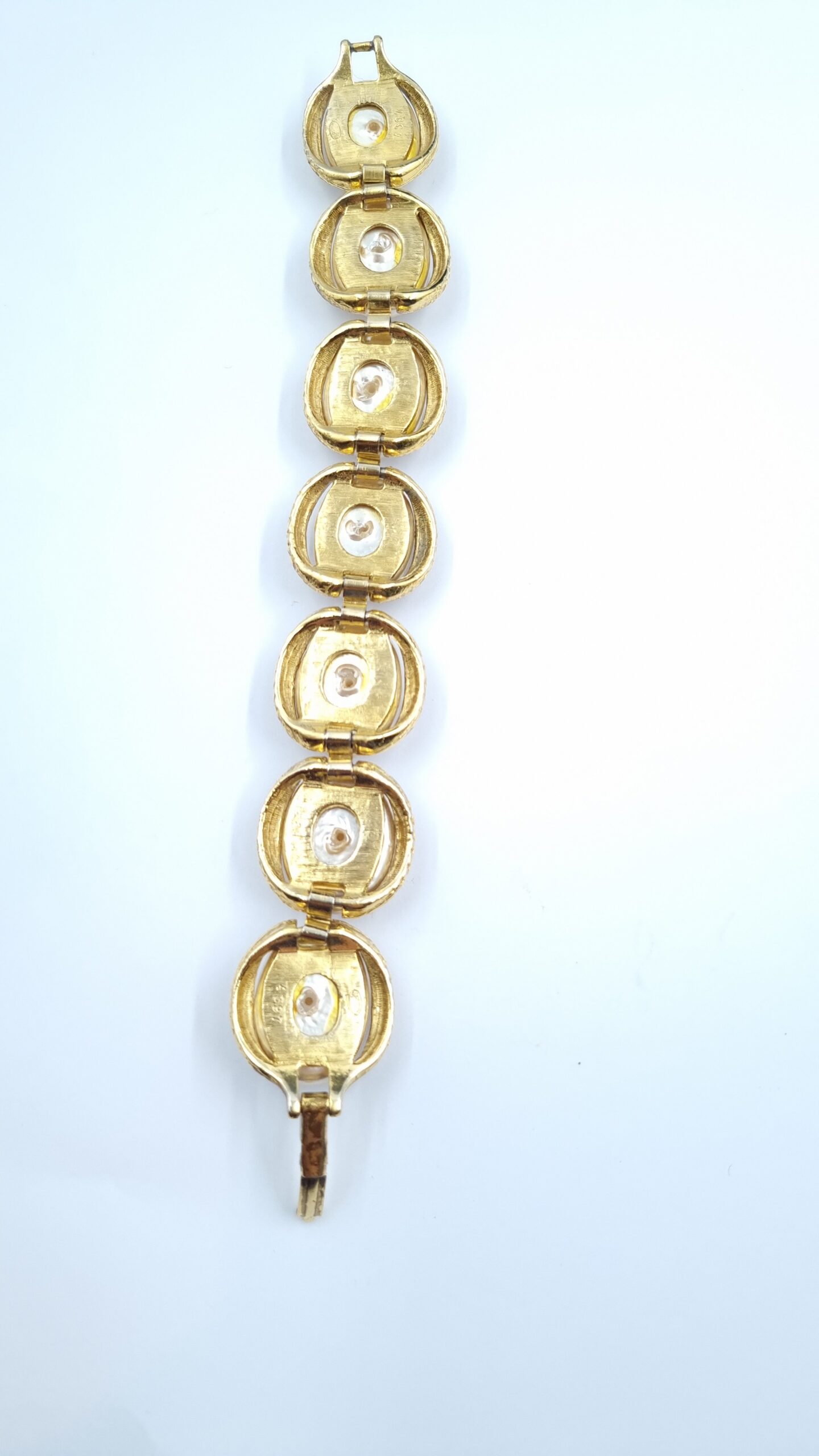 Sphinx Jewellery Panel Bracelet with Faux Mabe Pearls c 1960s - Image 4