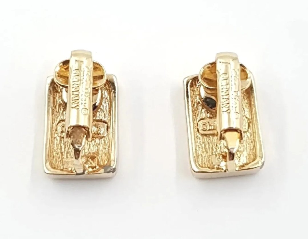 Vintage Christian Dior Clip On Earrings Pave Set Gold Plated - Image 4