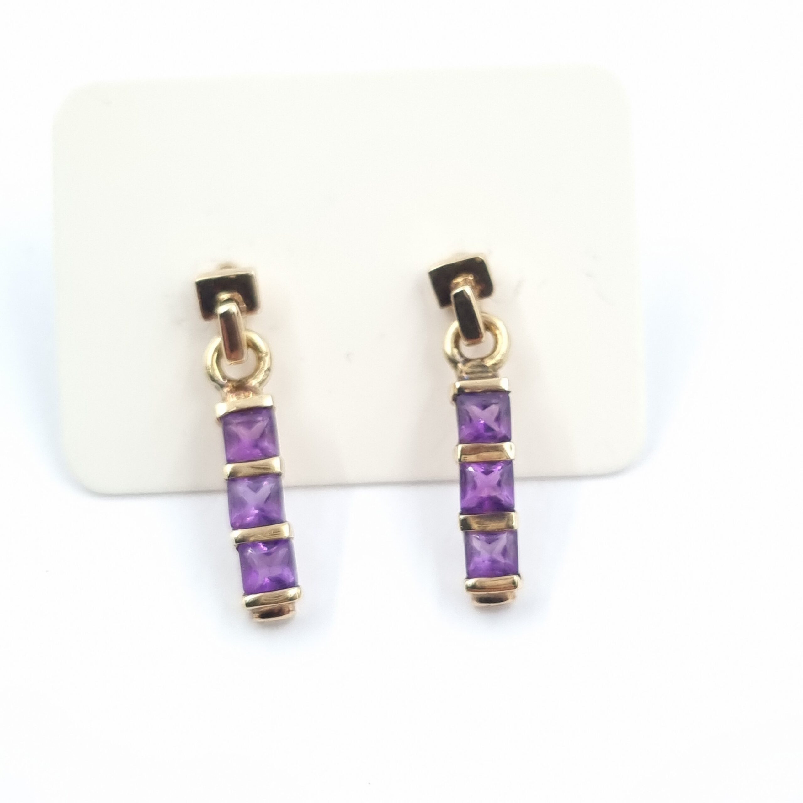 Gold Amethyst Drop Earrings