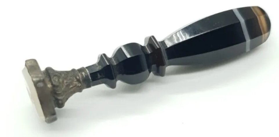 Antique Silver Banded Agate Wax Seal - Image 2