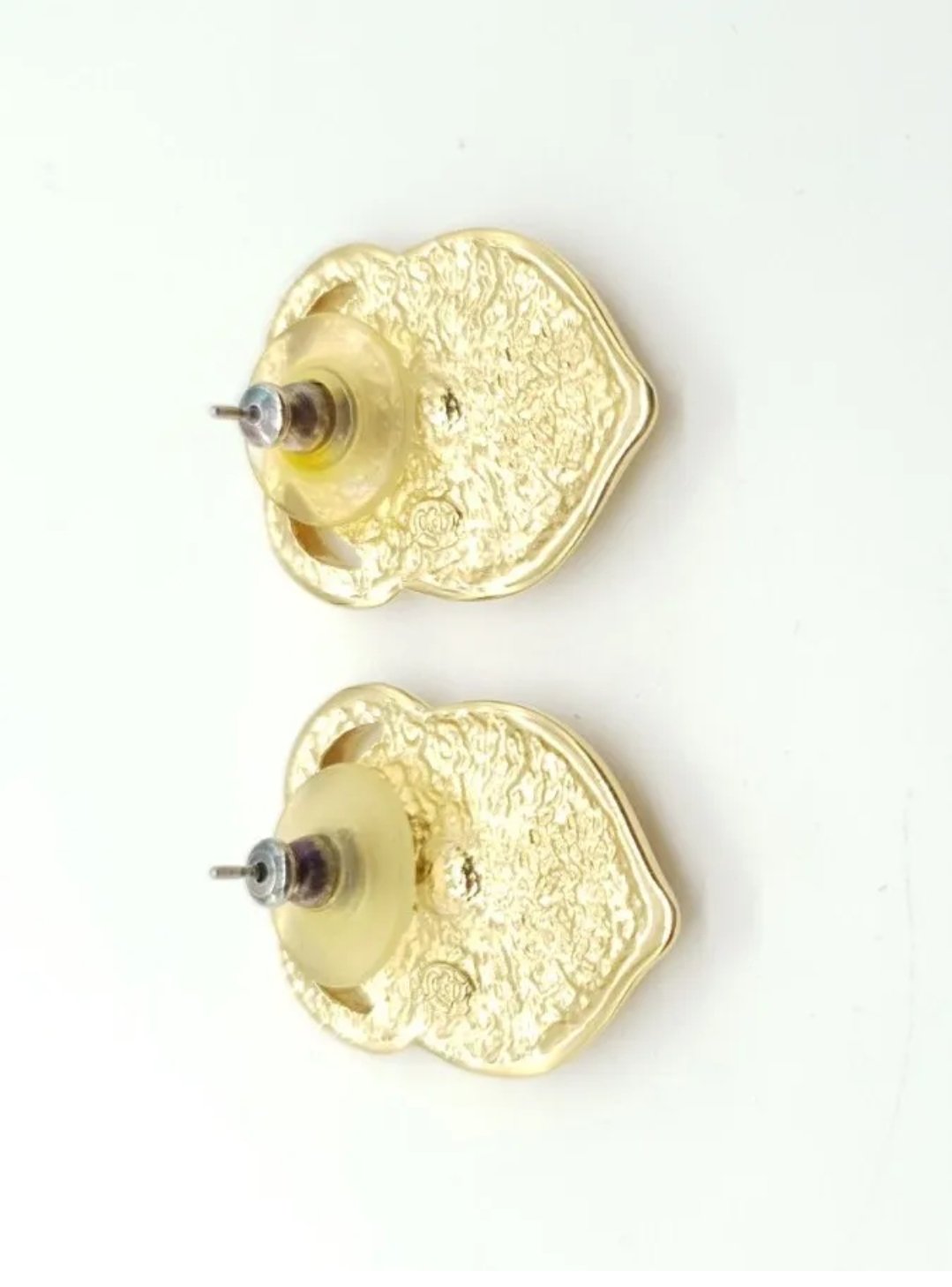 Bergdorf Goodman Vintage Earrings in Cream Enamel c 1980s - Image 2