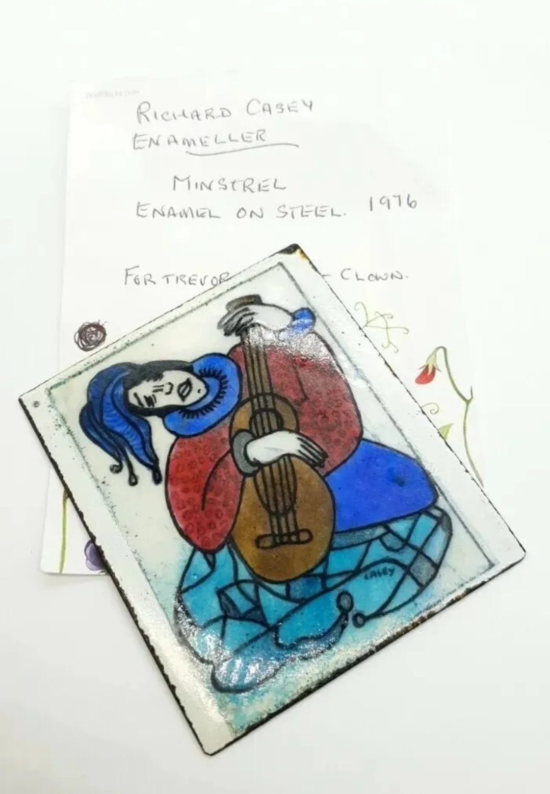 Richard Casey Enamel on Steel Plaque Minstrel 1976 - Image 2