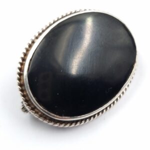 Onyx Brooch Sterling Silver