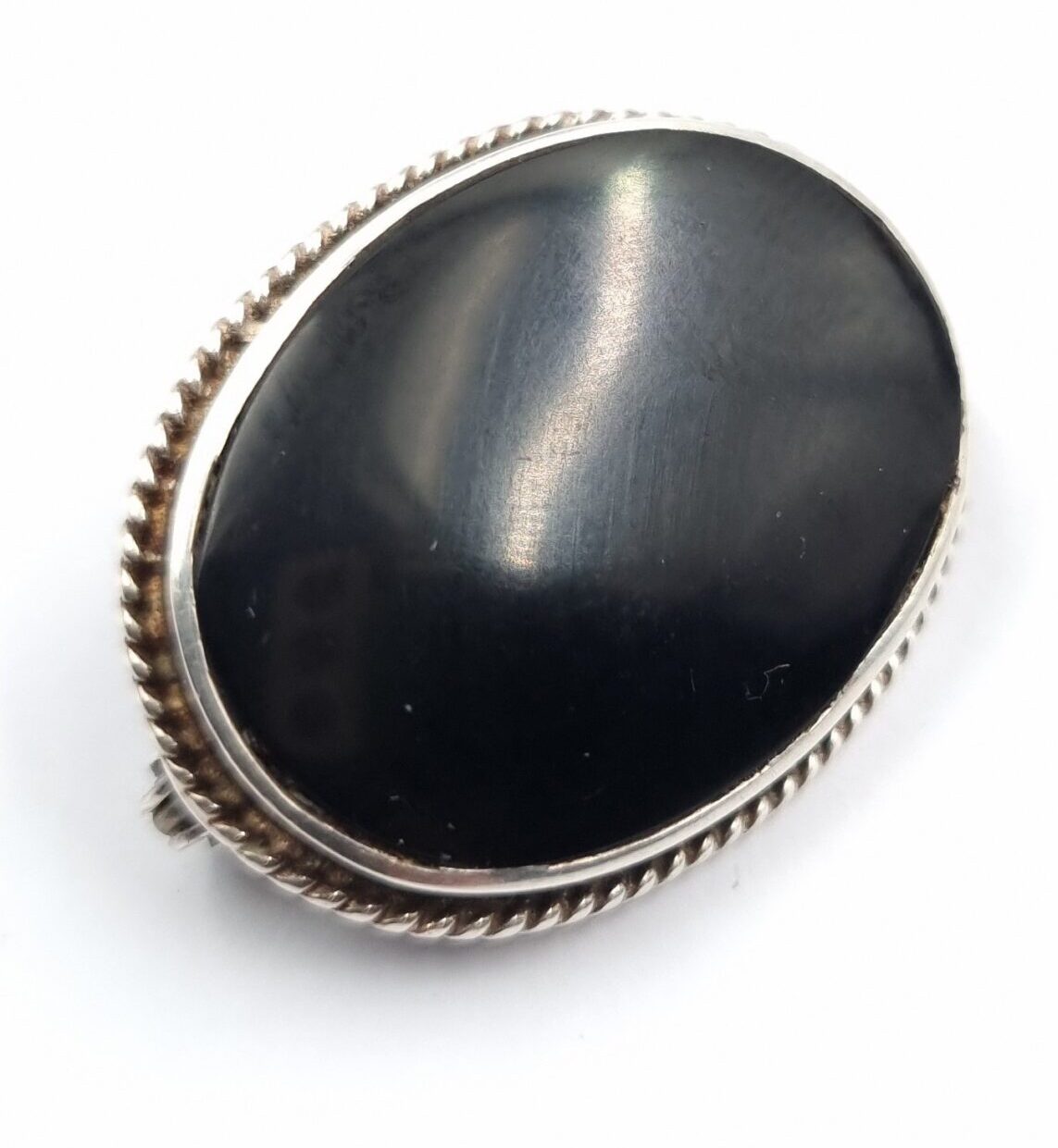 Onyx Brooch Sterling Silver